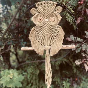 handgefertigte Makramee-Eule Kiwi