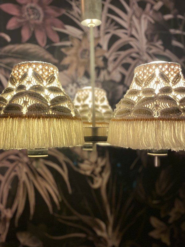 handgefertigte Upcycling Makramee-Hängelampe