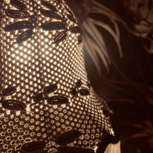 handgefertigte Upcycling Makramee-Stehlampe – Bild 3