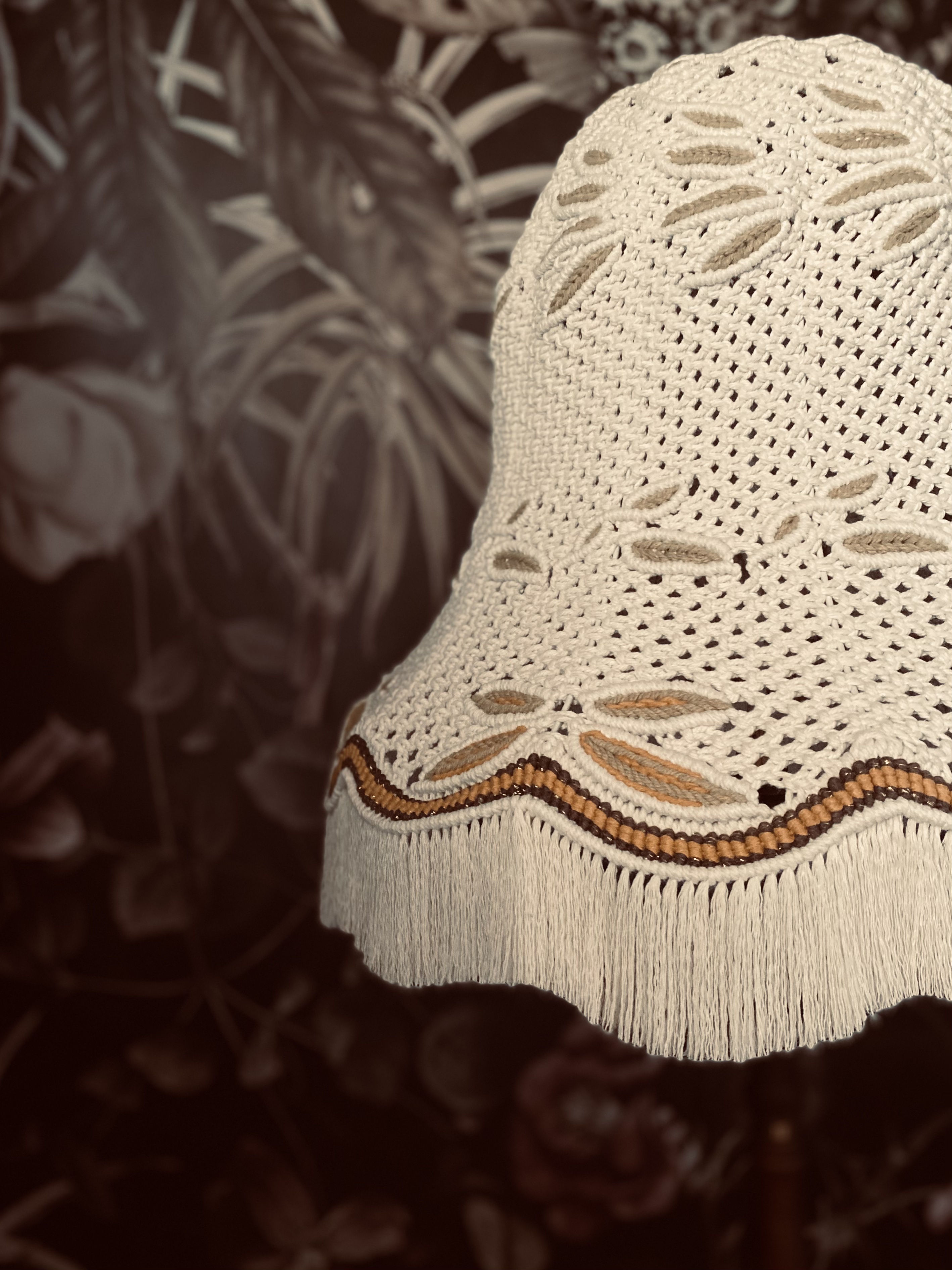 handgefertigte Upcycling Makramee-Stehlampe – Bild 8