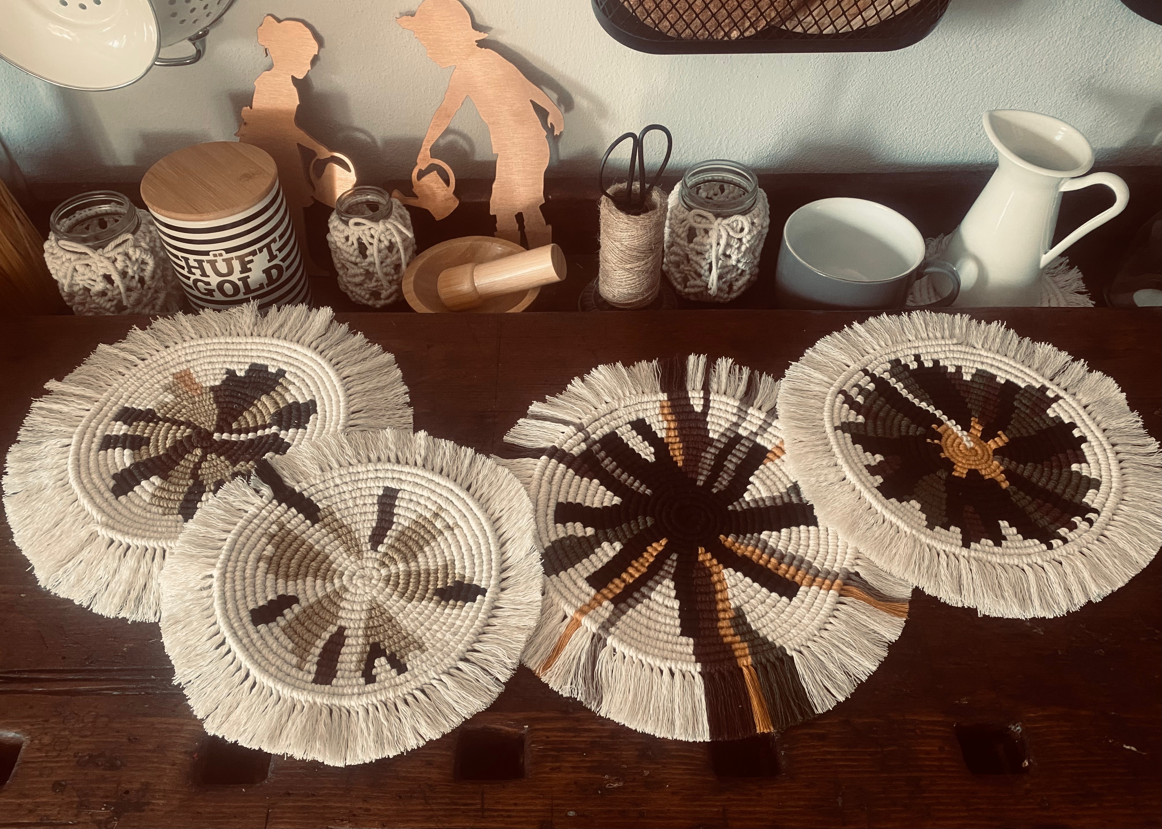 handgeknüpfte Makramee-Untersetzer in verschiedenen Größen – Bild 2