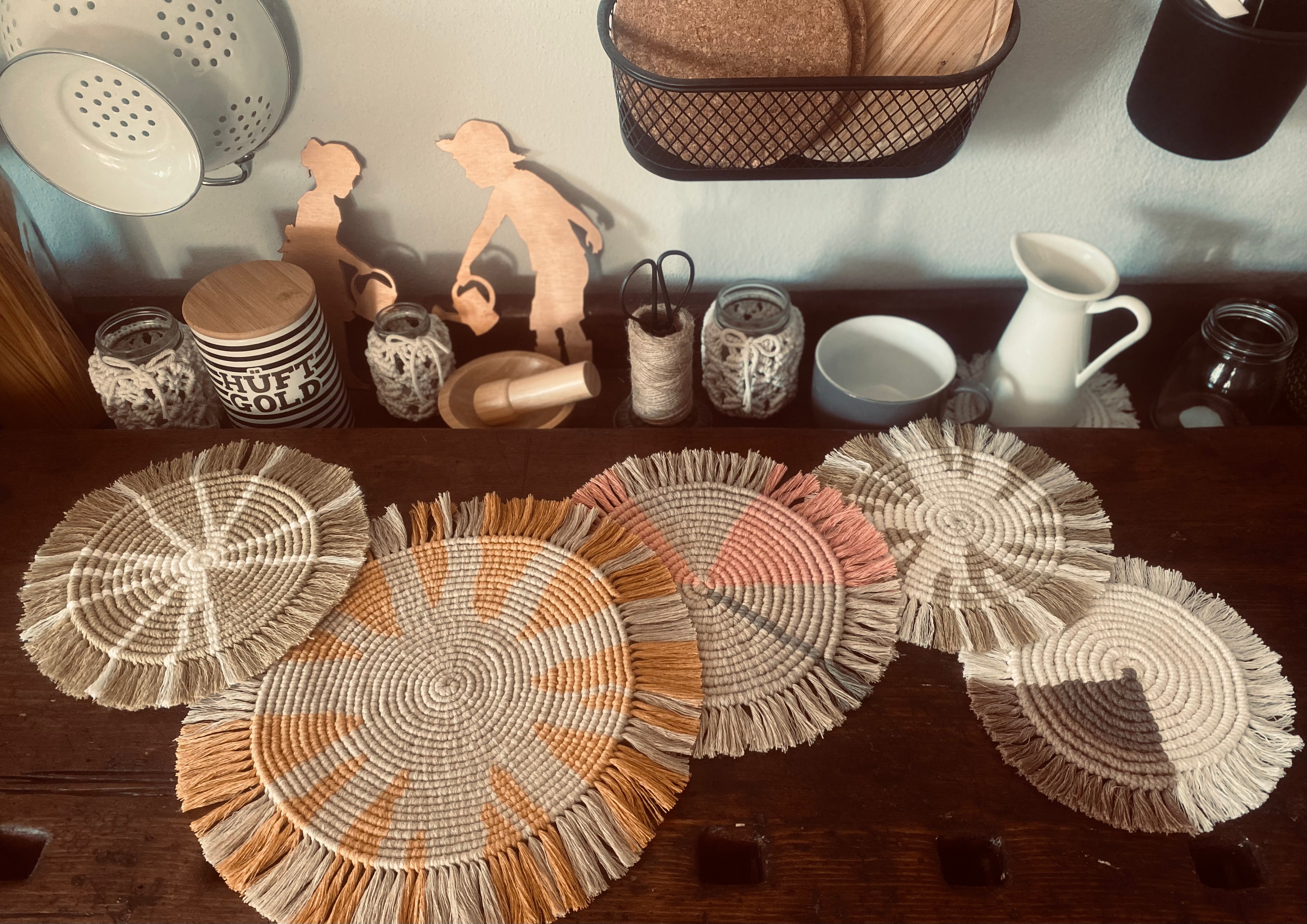 handgeknüpfte Makramee-Untersetzer in verschiedenen Größen – Bild 7