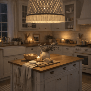 handgefertigte Makramee-Hängelampe