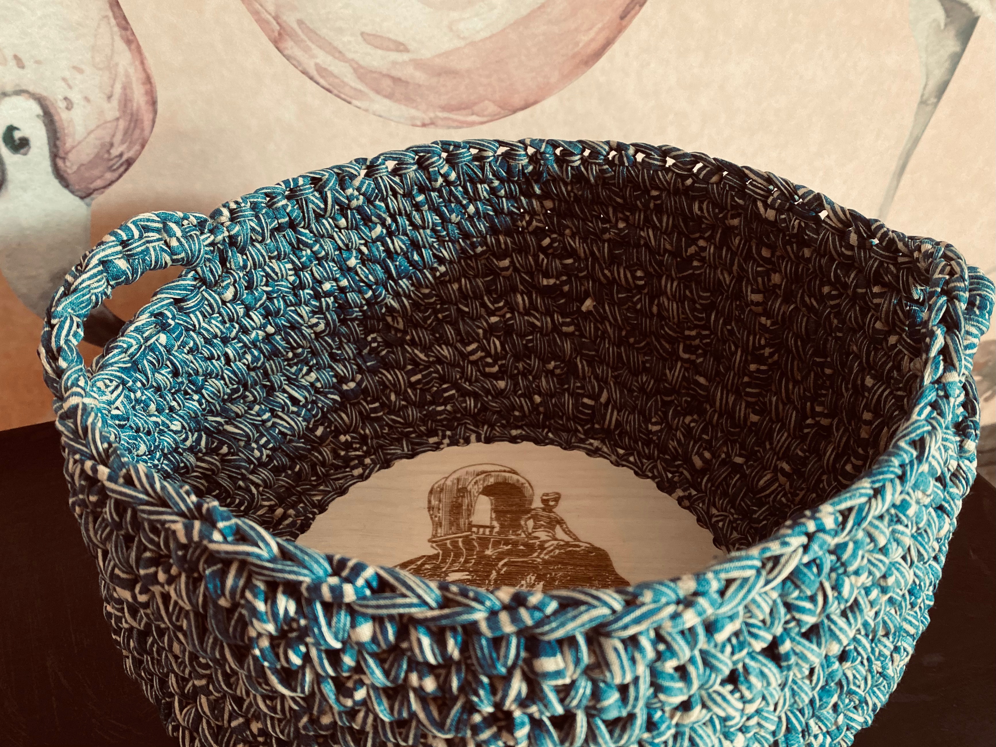 handgemachte Häkelkörbe Boho | gelaserte Holzböden – Bild 10