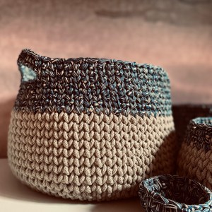 handgemachte Häkelkörbe Boho | gelaserte Holzböden – Bild 4