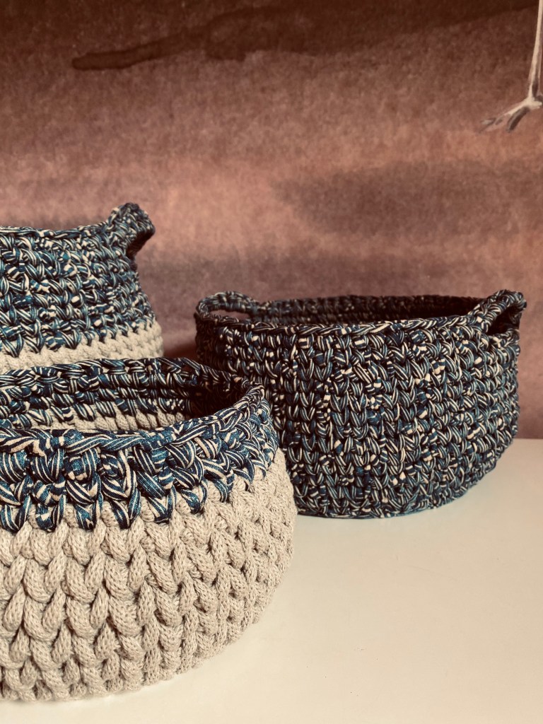 handgemachte Häkelkörbe Boho | gelaserte Holzböden