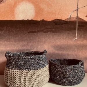 handgemachte Häkelkörbe Boho | gelaserte Holzböden – Bild 8