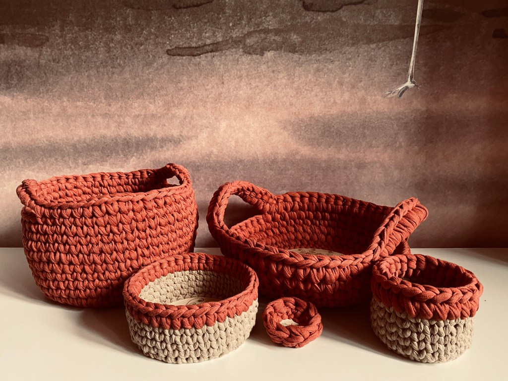 handgemachte Häkelkörbe Boho | gelaserte Holzböden