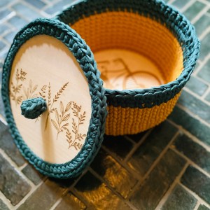 handgemachte Häkelkörbe Boho | gelaserte Holzböden – Bild 4