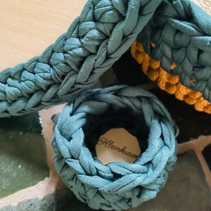 handgemachte Häkelkörbe Boho | gelaserte Holzböden – Bild 11