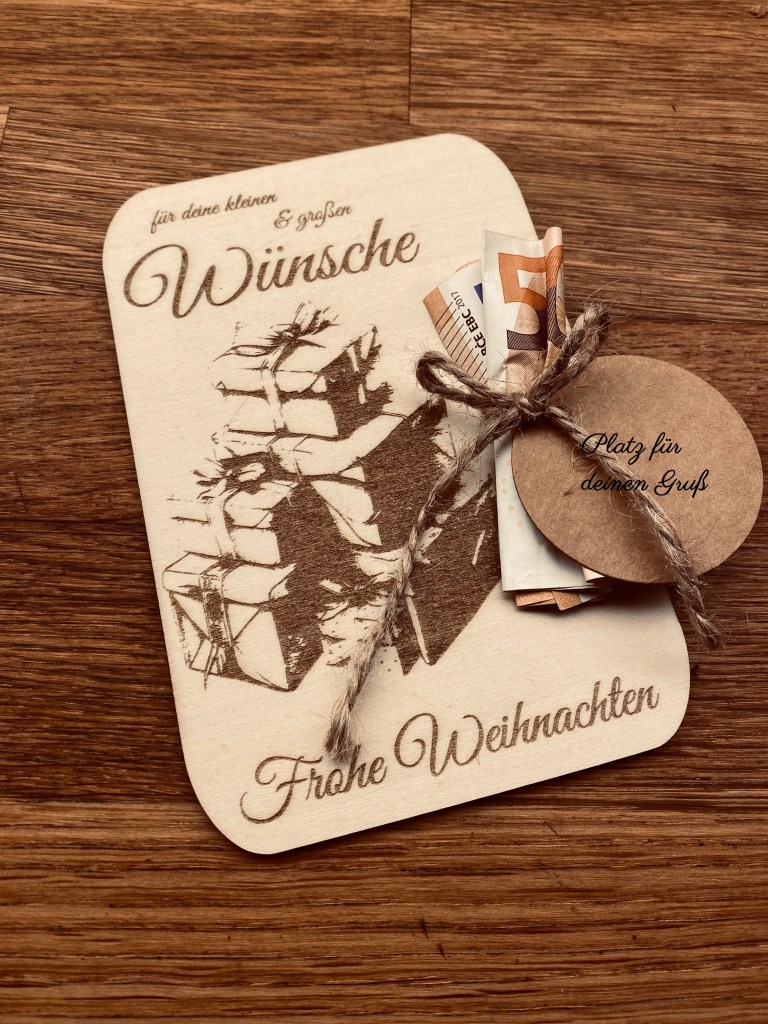 handgelaserte Geschenkkarte | Geldkarte | Geldgeschenk