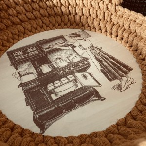 handgemachter Häkelkorb Brotkorb | nostalgisch, gelaserter Holzboden – Bild 2