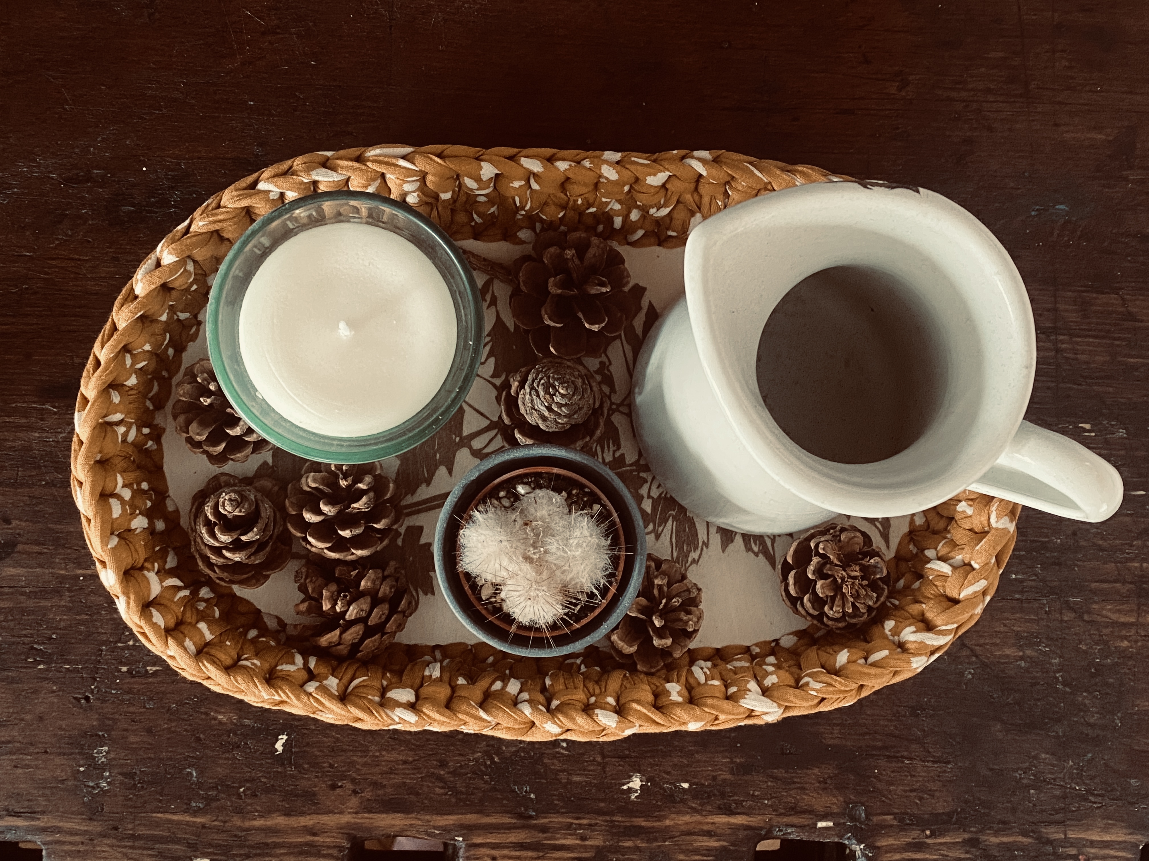 handgemachte Häkelkörbchen mit gelaserten Sperrholzböden | Herbstdeko in warmem Senfgelb – Bild 11