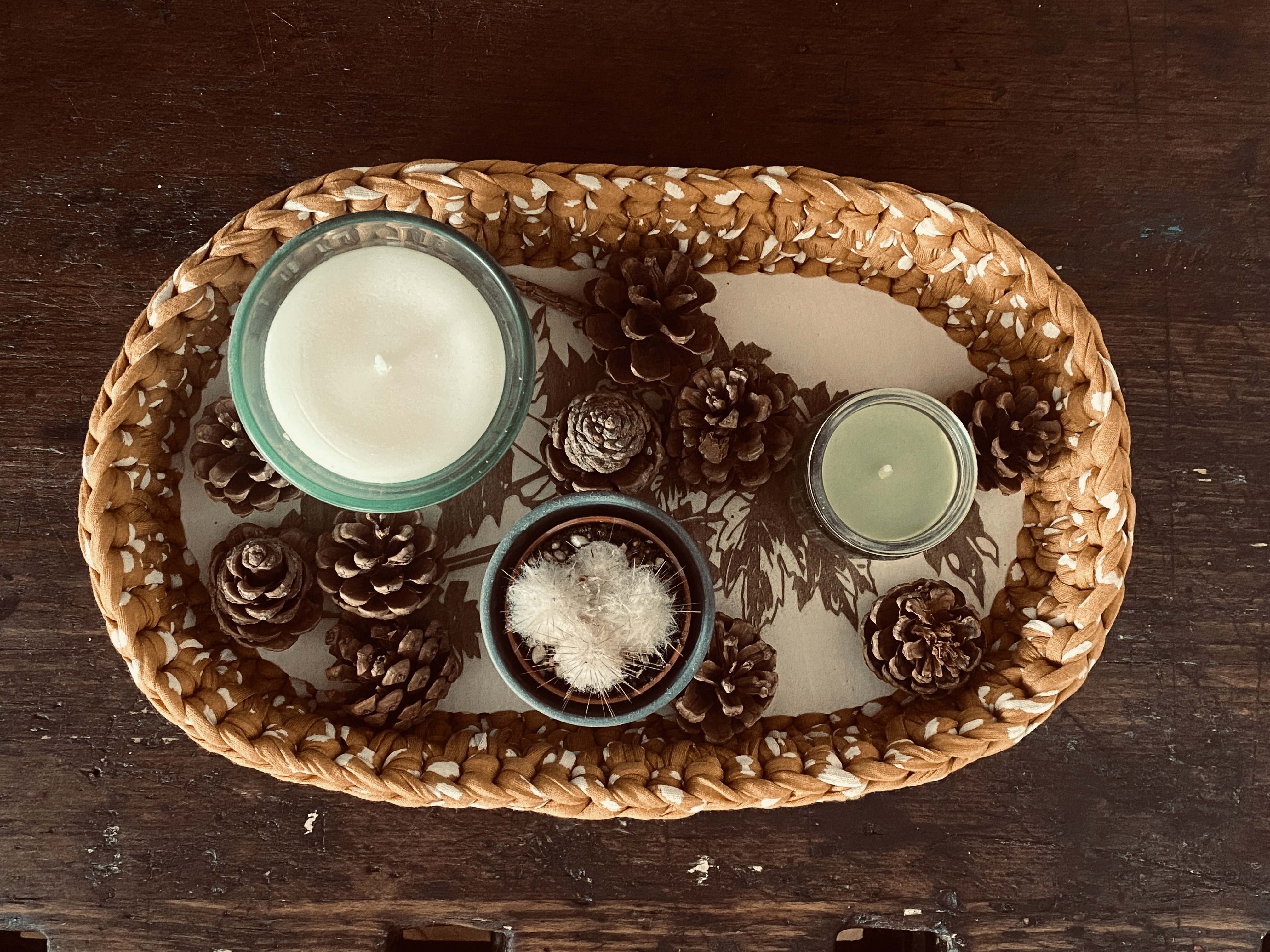 handgemachte Häkelkörbchen mit gelaserten Sperrholzböden | Herbstdeko in warmem Senfgelb – Bild 8