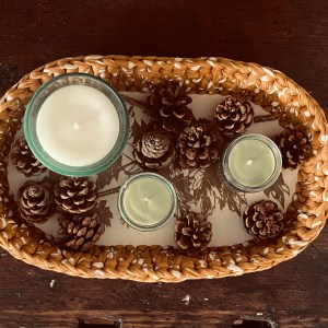 handgemachte Häkelkörbchen mit gelaserten Sperrholzböden | Herbstdeko in warmem Senfgelb – Bild 9