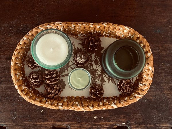 handgemachte Häkelkörbchen mit gelaserten Sperrholzböden | Herbstdeko in warmem Senfgelb