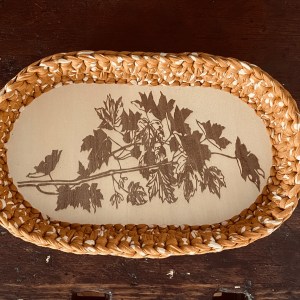 handgemachte Häkelkörbchen mit gelaserten Sperrholzböden | Herbstdeko in warmem Senfgelb – Bild 6