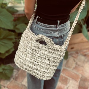 handgehäkelte Vintage Handtasche aus Textilgarn – Bild 6