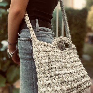 handgehäkelte Vintage Handtasche aus Textilgarn – Bild 2