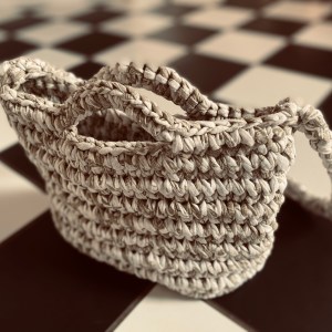 handgehäkelte Vintage Handtasche aus Textilgarn – Bild 7