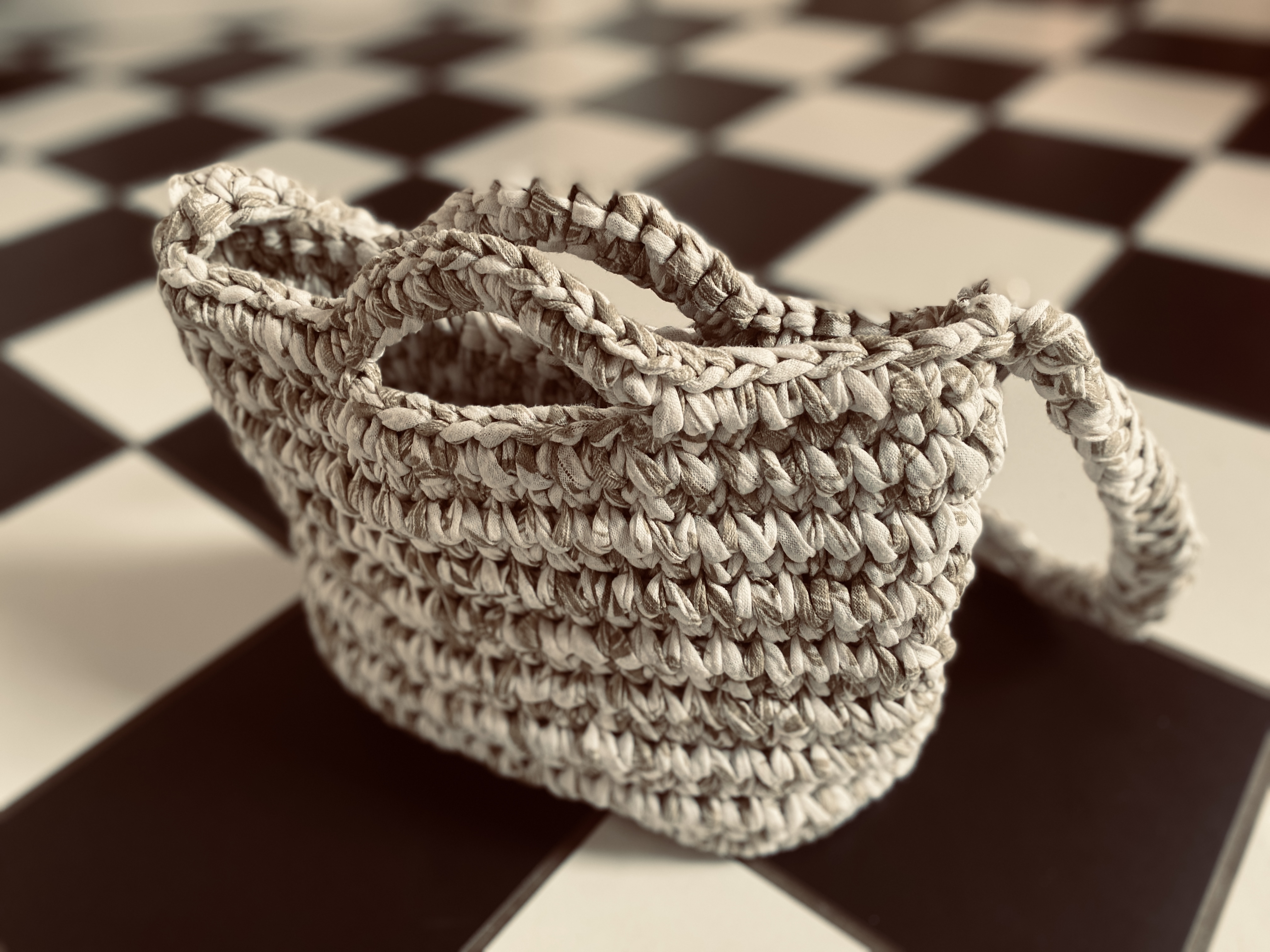 handgehäkelte Vintage Handtasche aus Textilgarn – Bild 7