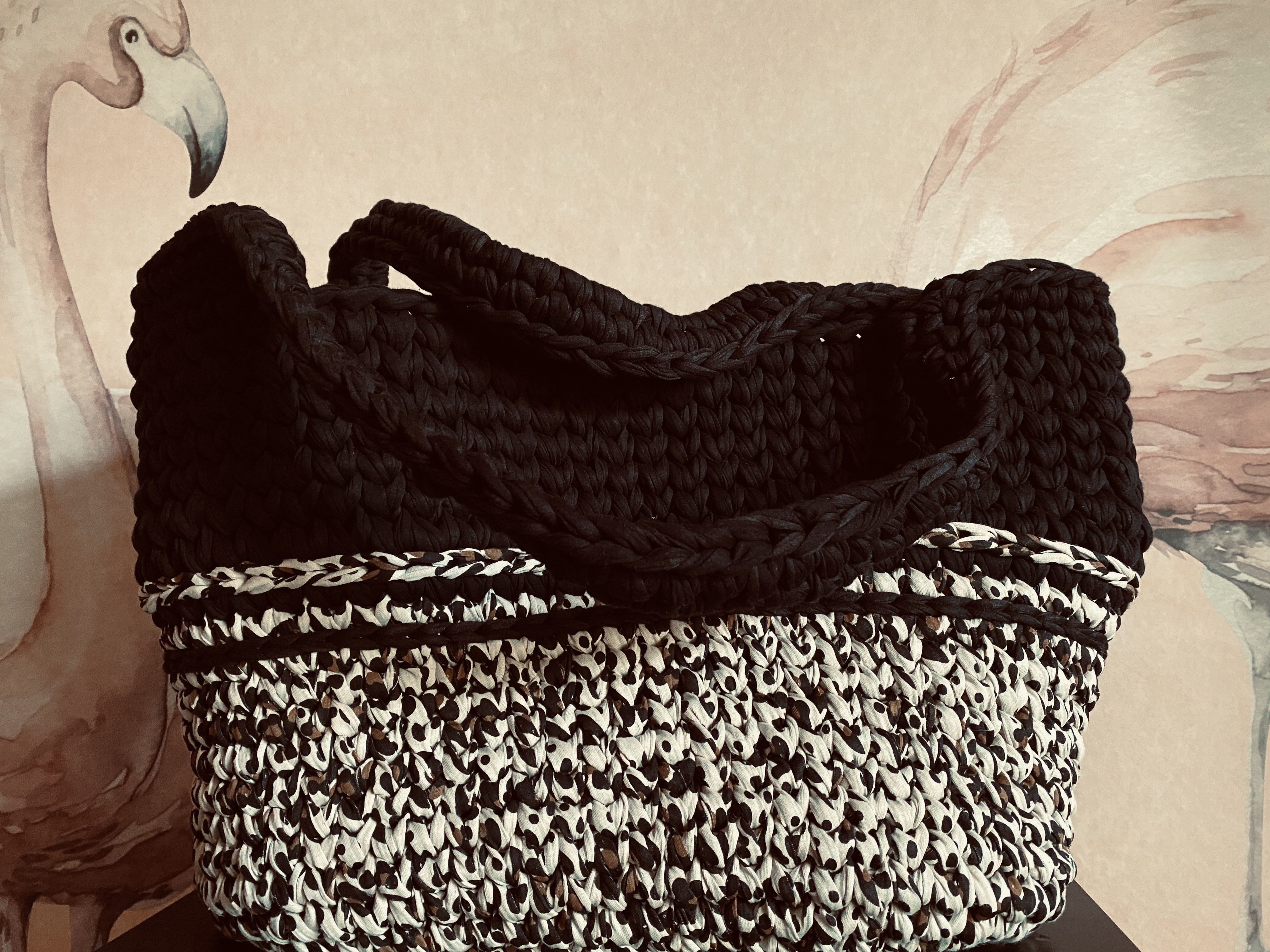 handgehäkelte XXL-Handtasche | Shopper im Leo-Look – Bild 1