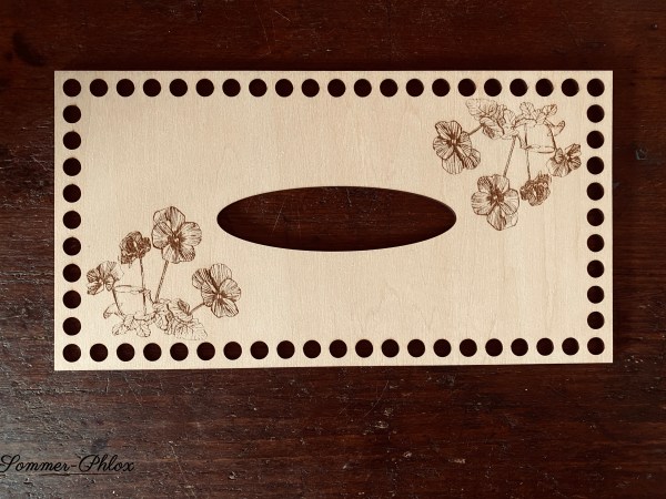 Häkelböden für Taschentuchboxen | Lindensperrholz | mit Gravur | 25,6 x 13,6 cm