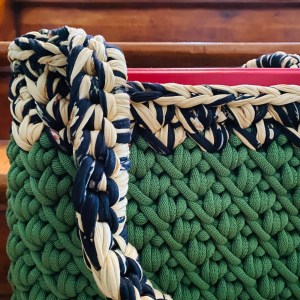 handgemachtes Taschenset Moos Green & Black Flowers – Bild 14