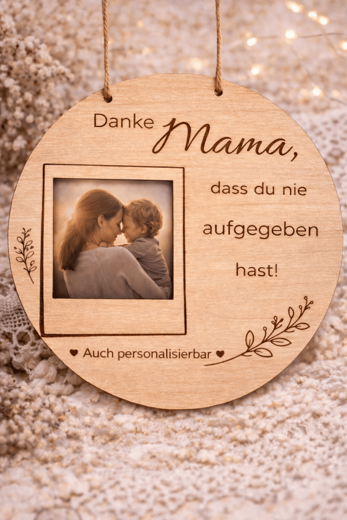 personalisierbares Mama Holzschild mit Foto | Geschenk für Mama