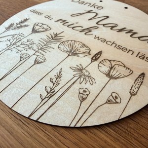 Danke Mama Holzschild personalisierbar | Boho Blumen Gravur – Bild 6