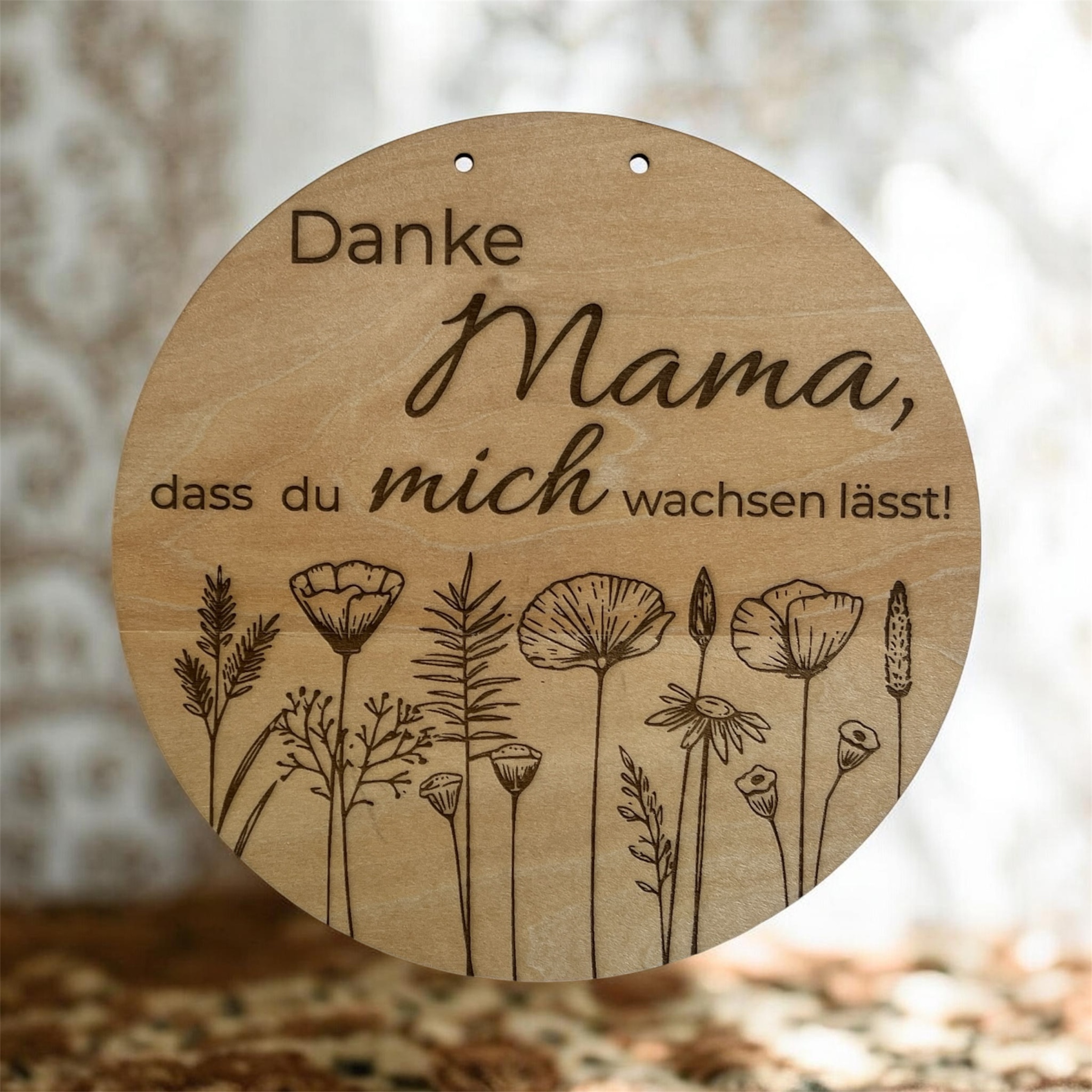 Danke Mama Holzschild personalisierbar | Boho Blumen Gravur – Bild 5