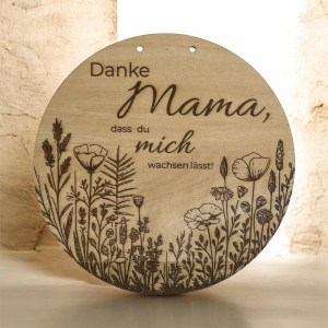 Danke Mama Holzschild personalisierbar | Boho Blumen Gravur – Bild 3