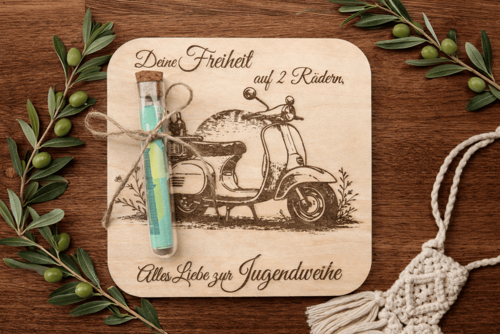 Jugendweihe | Geschenkkarte mit Reagenzglas | personalisierbar