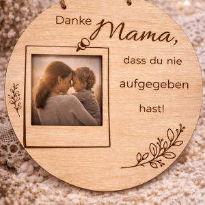 personalisierbares Mama Holzschild mit Foto | Geschenk für Mama – Bild 1
