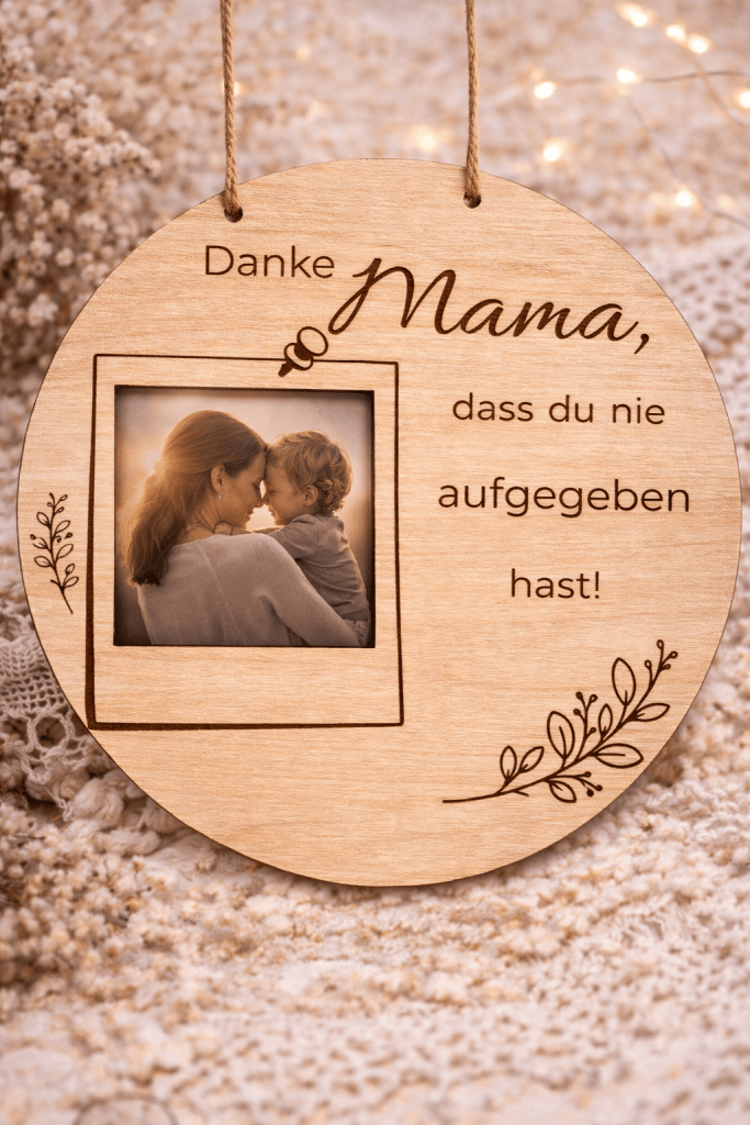 personalisierbares Mama Holzschild mit Foto | Geschenk für Mama