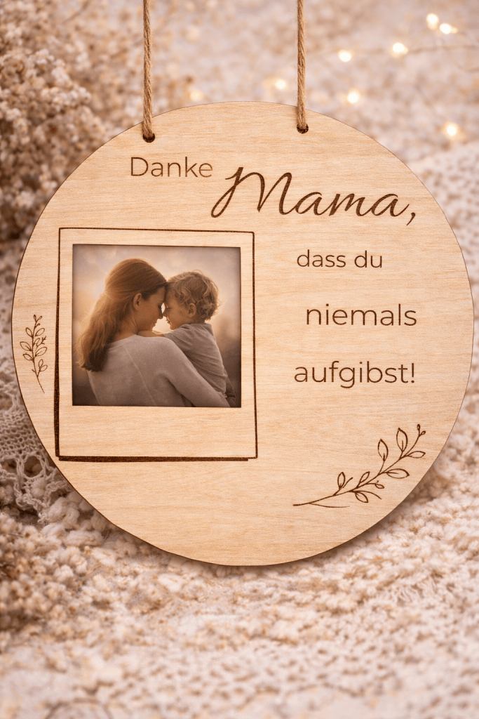personalisierbares Mama Holzschild mit Foto | Geschenk für Mama