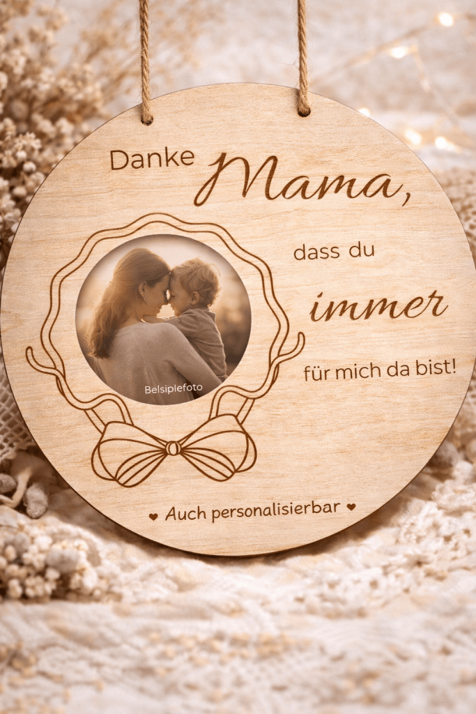personalisierbares Mama Holzschild mit Foto | Geschenk für Mama