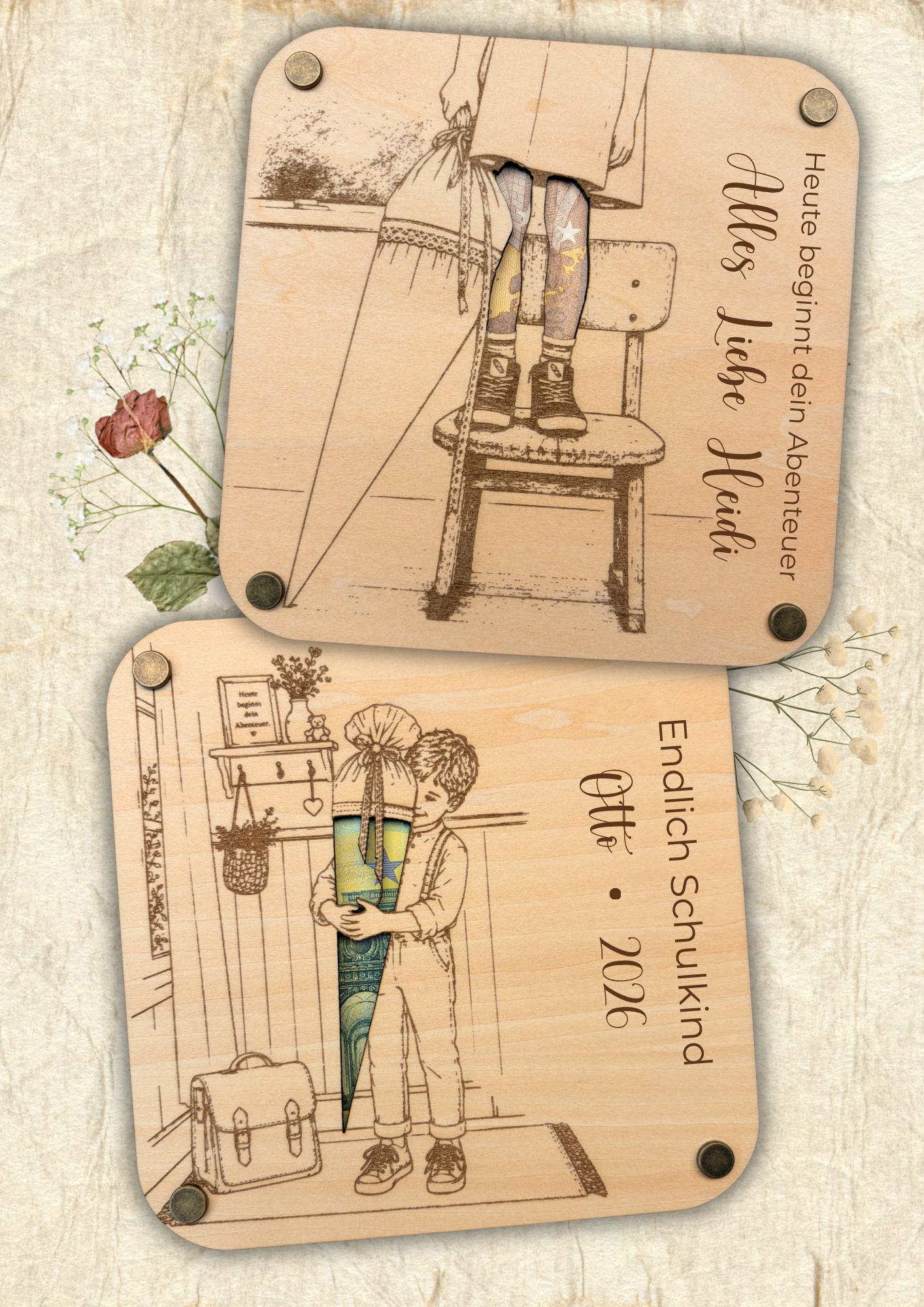 Einschulung | Geschenkkarte mit Sichtfenster | personalisierbar – Bild 3